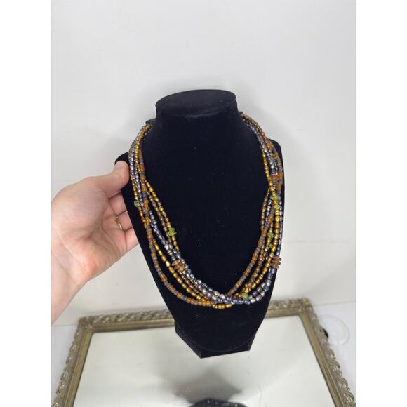 COLDWATER CREEK Multi Strand Grey & Copper Freshwater Pearl Necklace - Picture 8 of 9